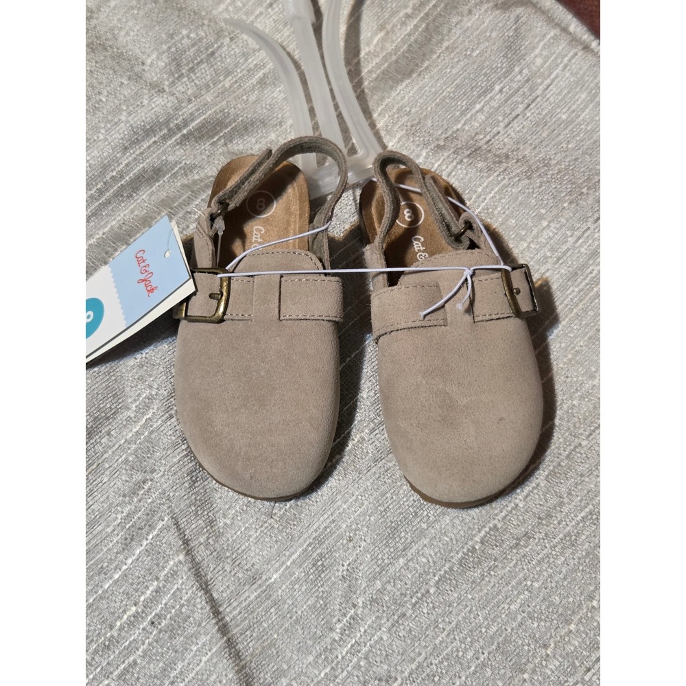 Cat & Jack Berlin Taupe Suede Leather Clogs Slingback Sandals Kids Size 8 NWT